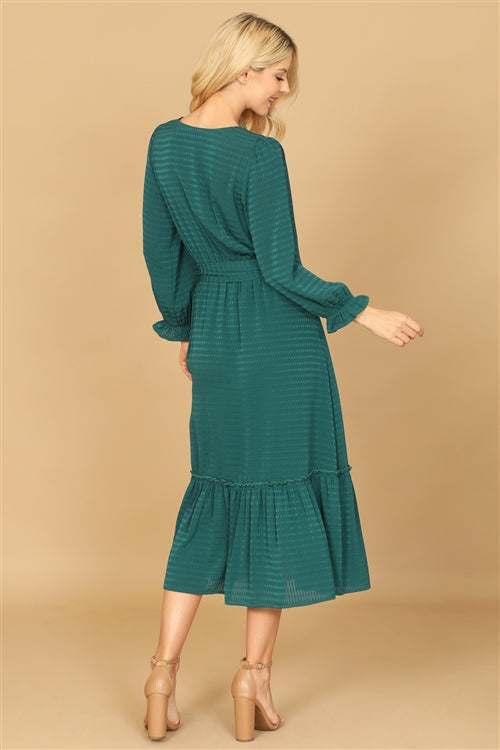 Gilli Long Sleeve Hunter Green Midi Dress