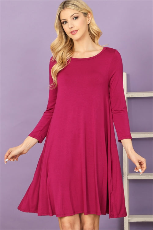 3/4 Sleeve Flowy Dress