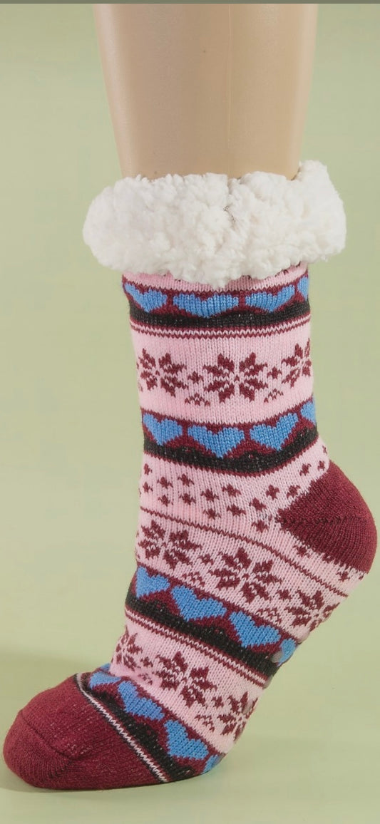 Snow Hearts Christmas Socks