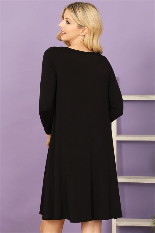3/4 Sleeve Flowy in Black