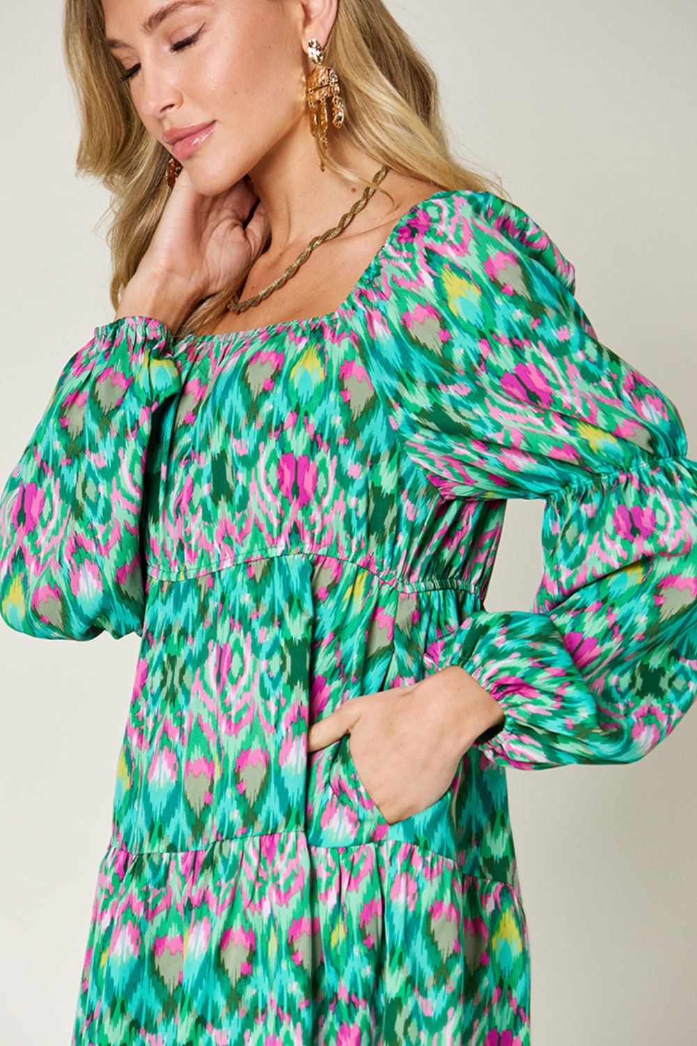 Ella Multi Print Long Sleeve Dress