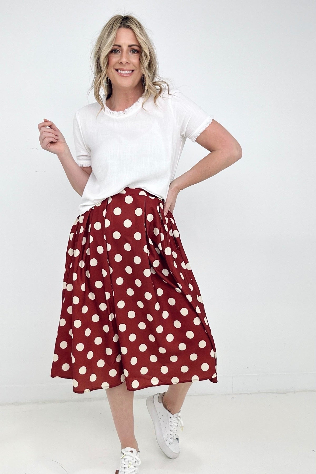 Jade by Jane Rust Polka Dot Midi Skirt