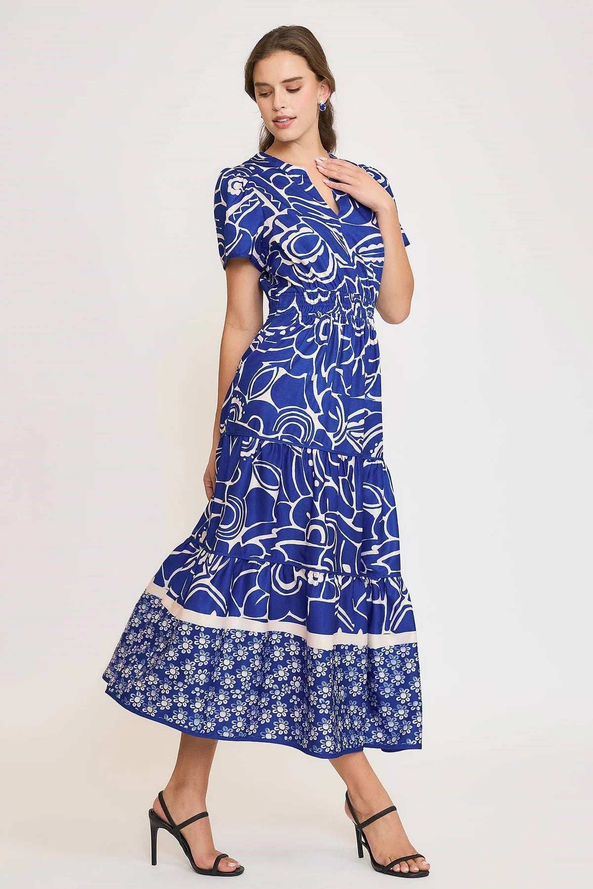 Umgee Royal Blue Printed Maxi Dress