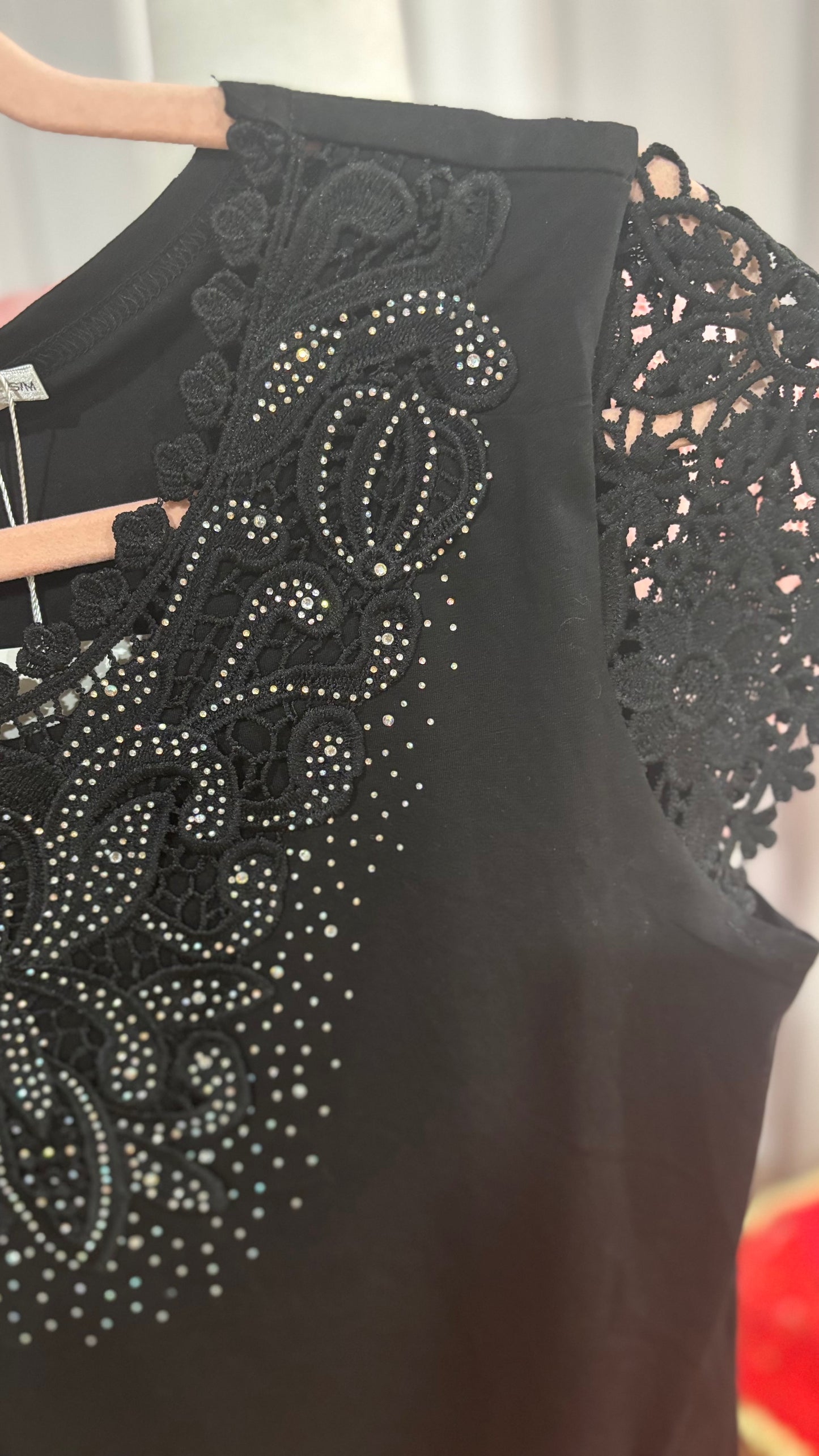 Rhinestone Embroidered Top