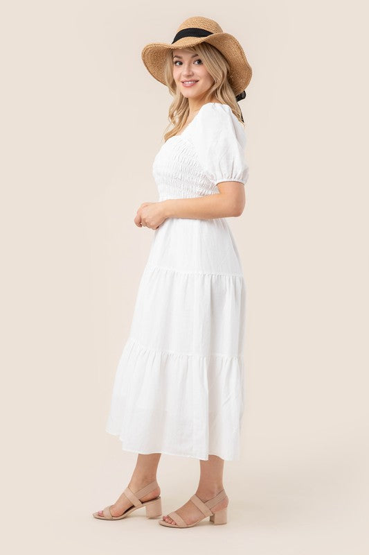 Chloe Tiered dress with puff sleeves