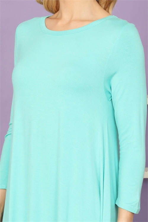 3/4 Sleeve Flowy in Mint