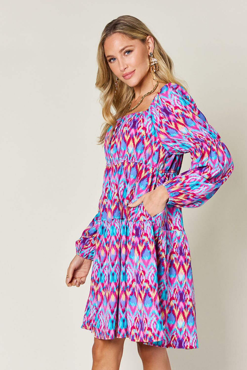 Ella Multi Print Long Sleeve Dress