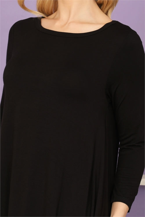 3/4 Sleeve Flowy in Black