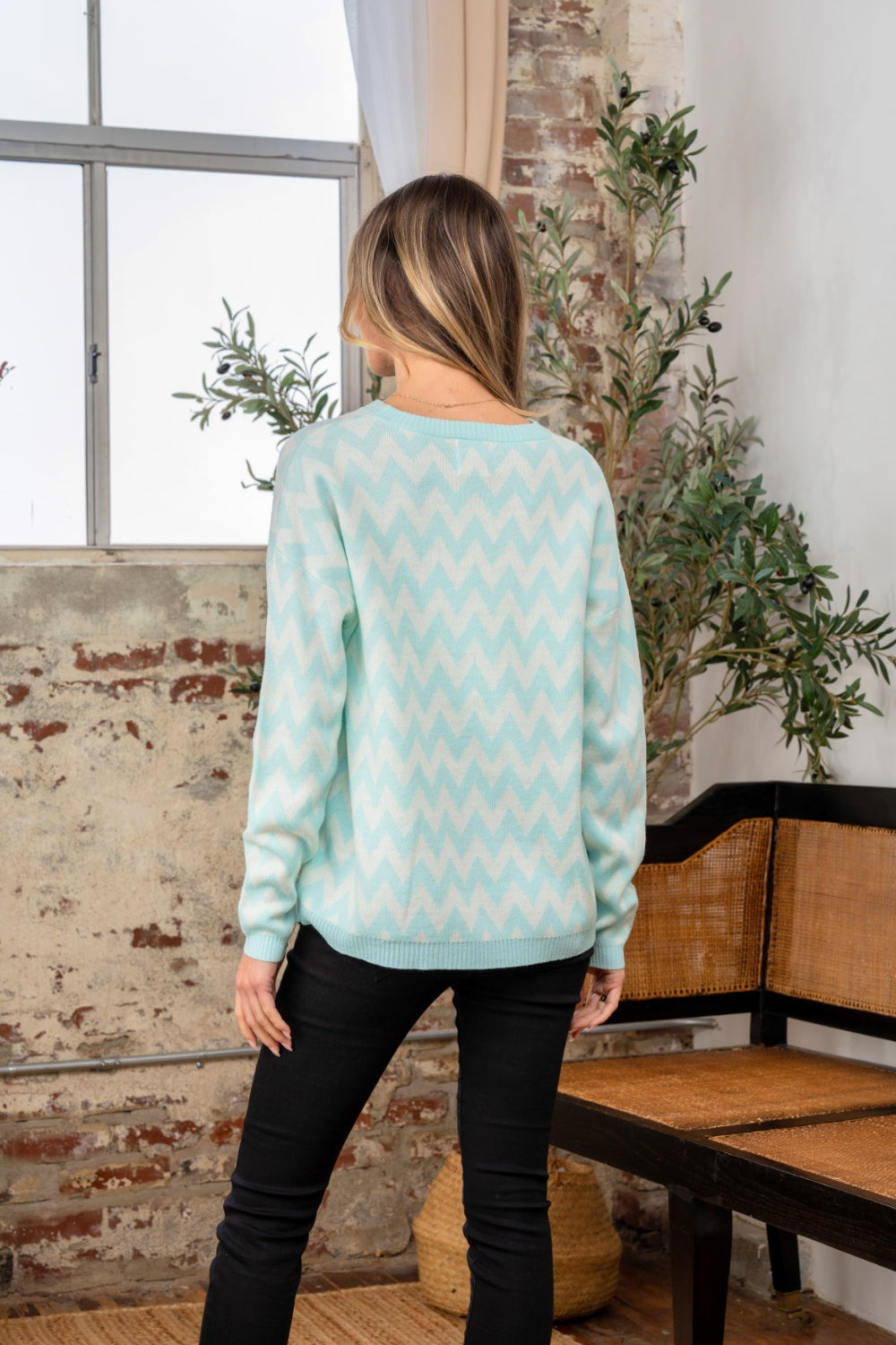 Contrast Long Sleeve Sweater