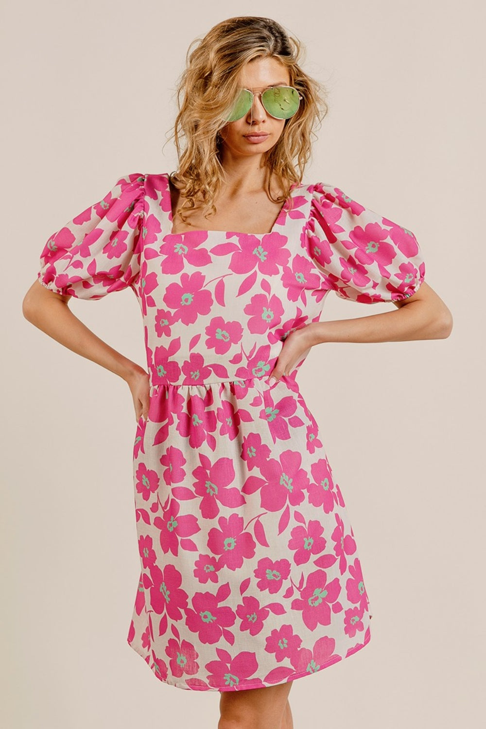 Printed Puff Sleeve Mini Dress