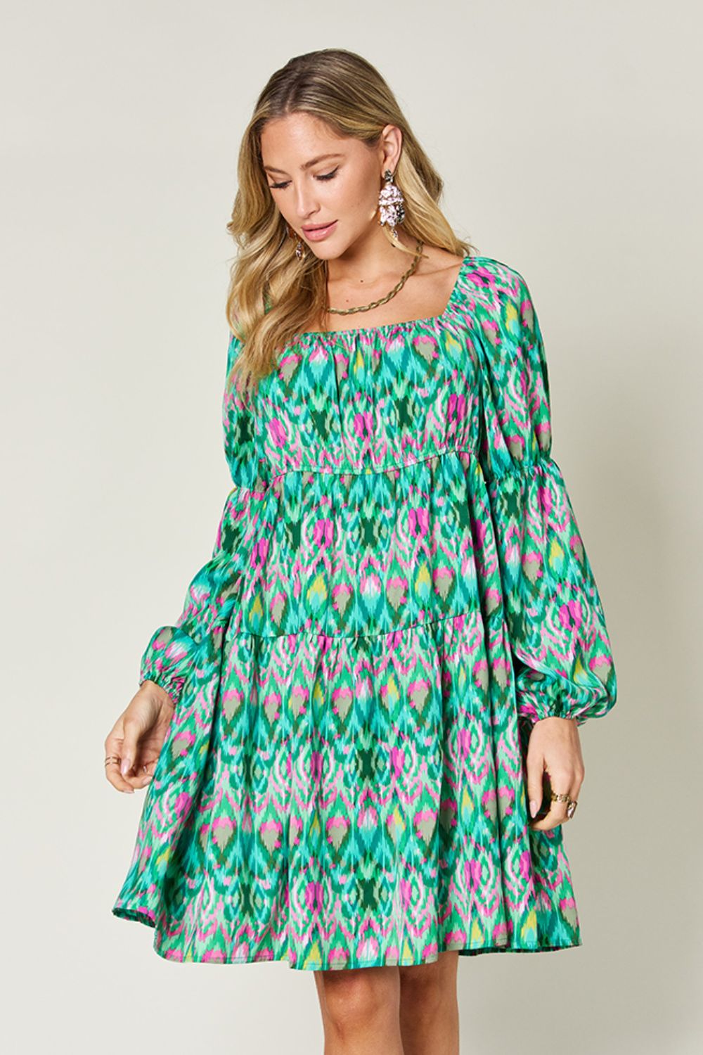 Ella Multi Print Long Sleeve Dress