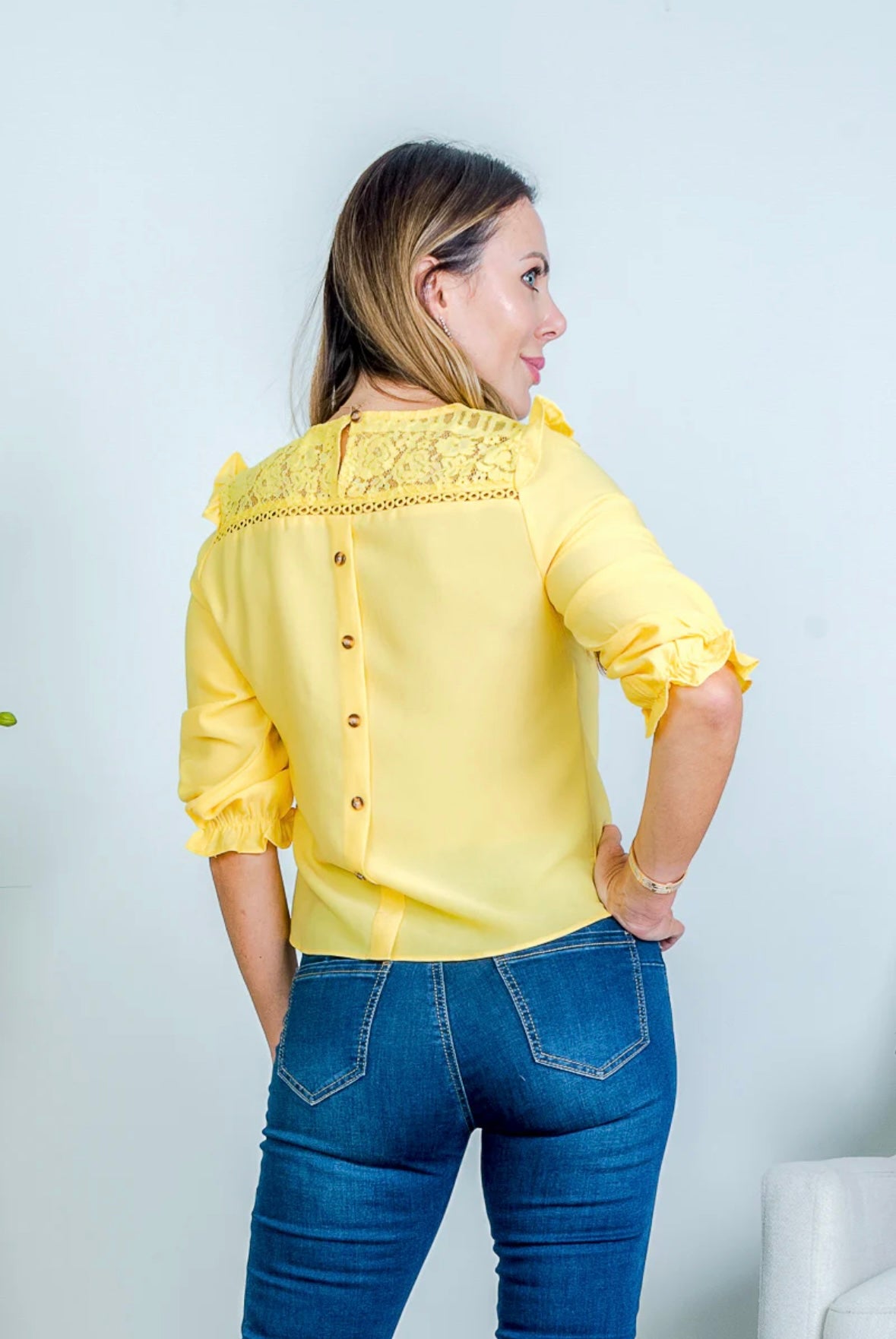 Flower Lace 3/4 Sleeve Blouse