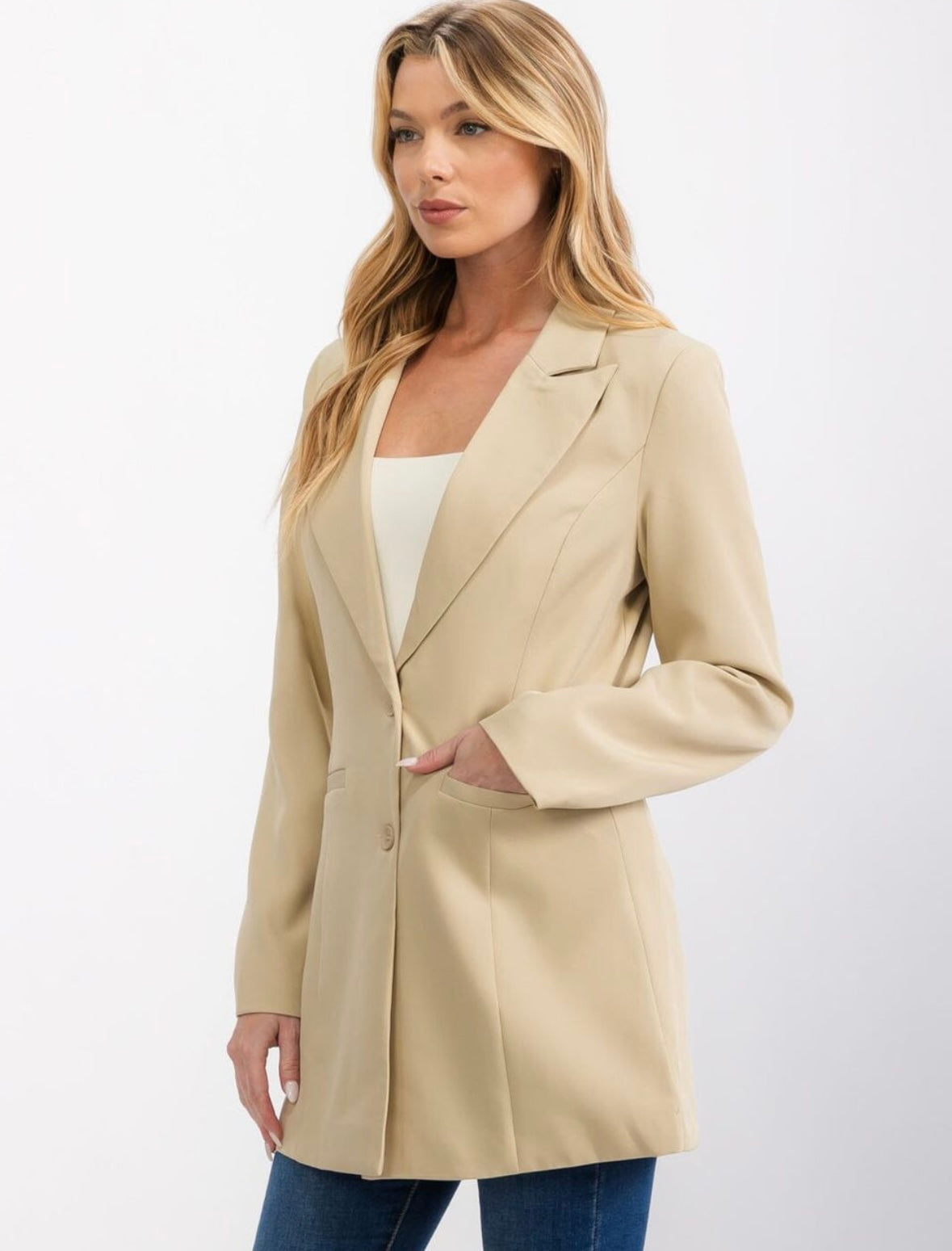 Bibi Taupe Long Sleeve Blazer