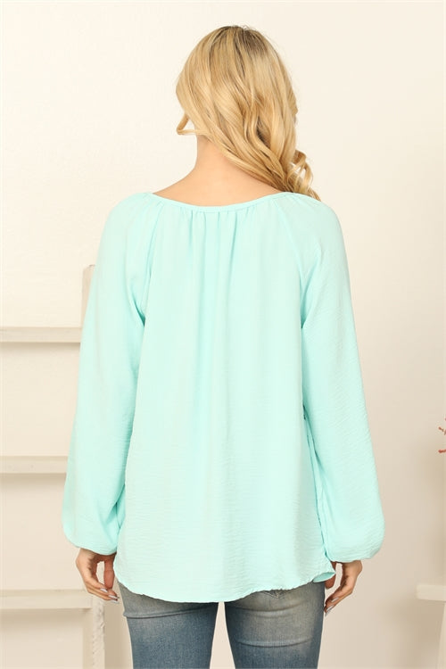 Puff Sleeve Mint Top