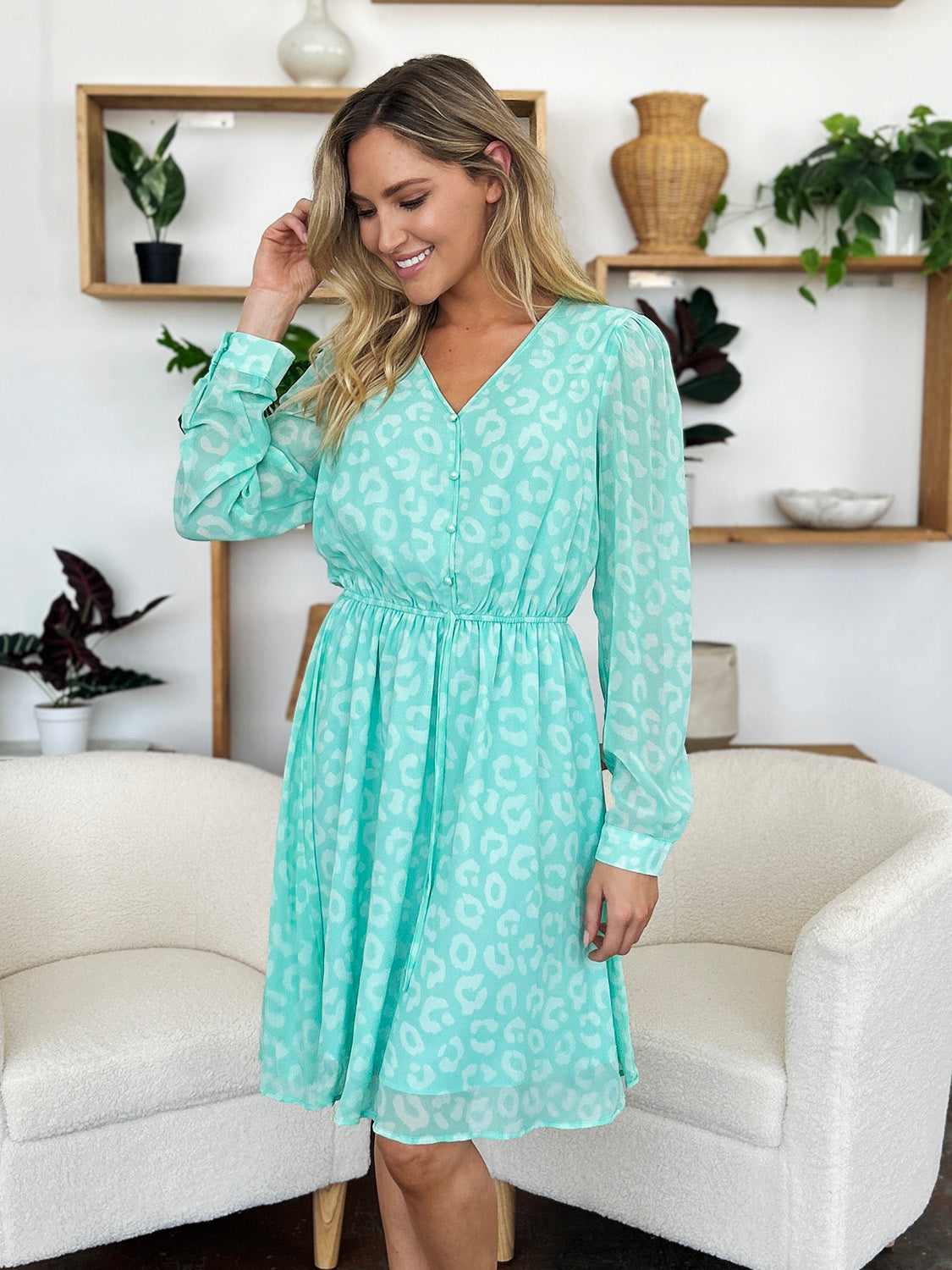 Printed Long Sleeve Dress