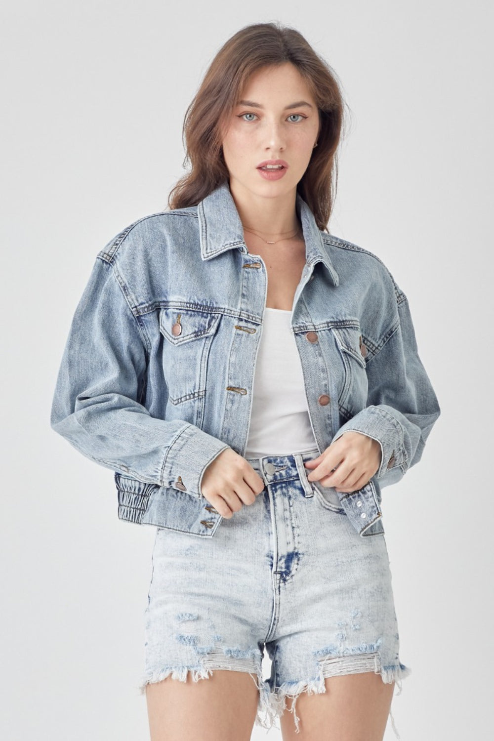 RISEN Cropped Denim Jacket