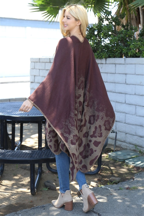 Leopard/Brown Open Front Kimono