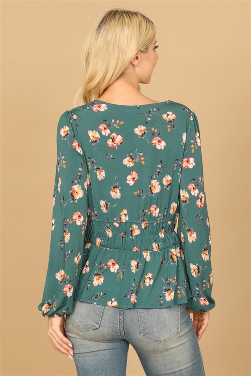 Gilli Green Floral Top