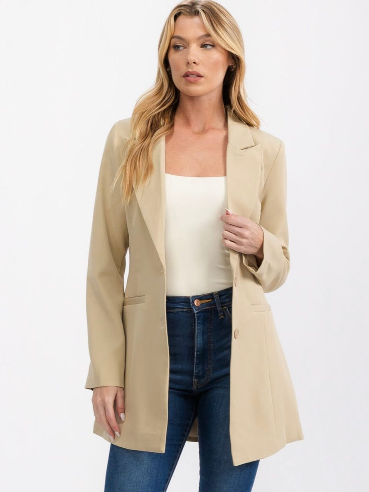 Bibi Taupe Long Sleeve Blazer