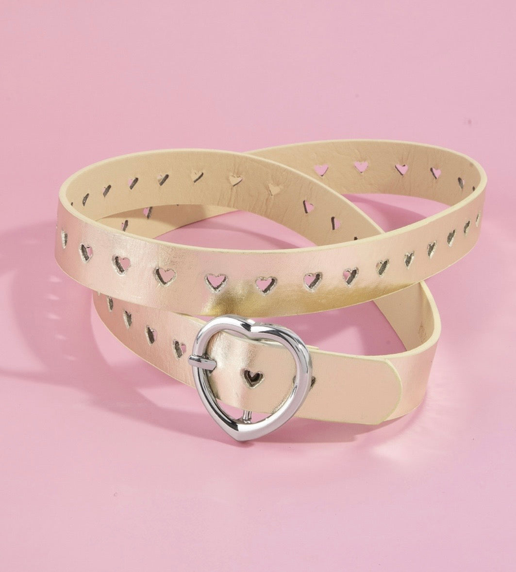 Irisdescent Heart Buckle Belt