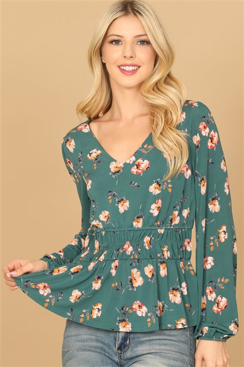 Gilli Green Floral Top