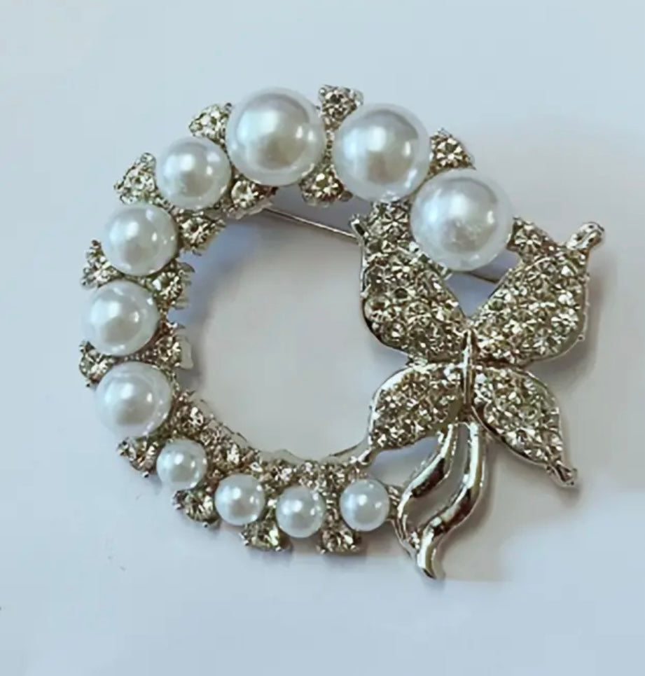 Pearl Butterfly Brooch Pin