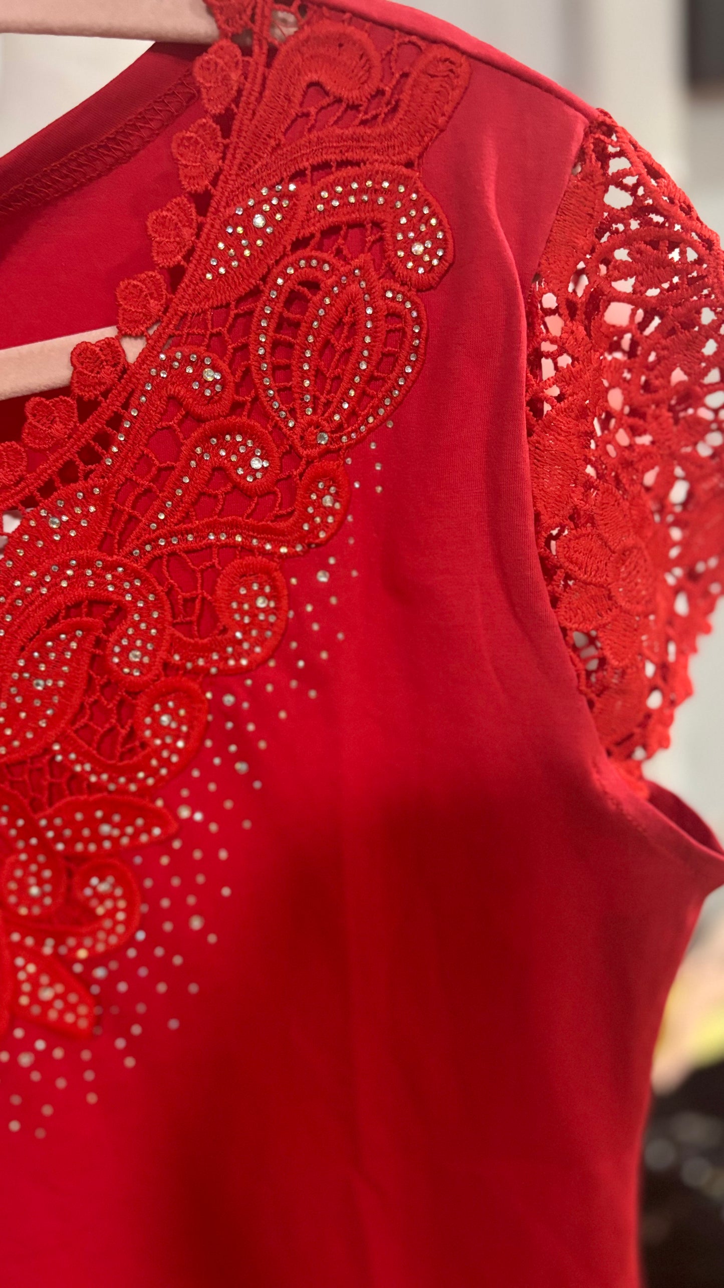 Rhinestone Embroidered Top