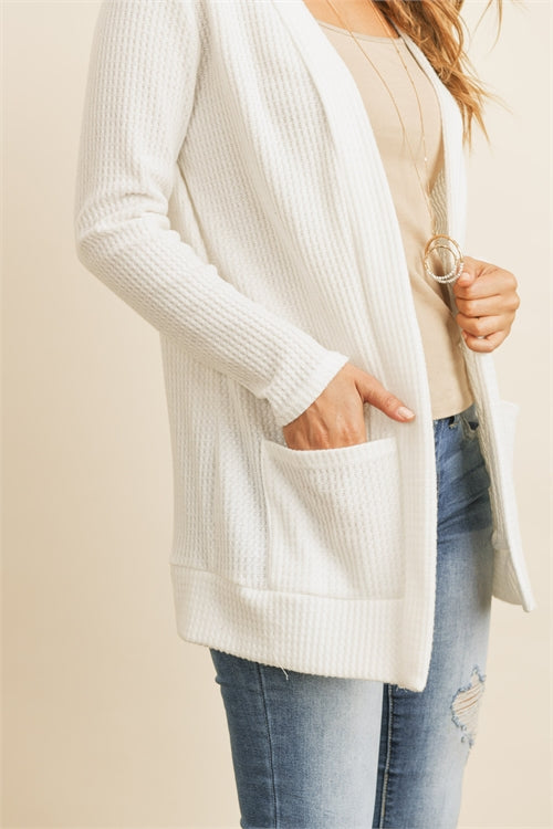 Waffle Off White Cardigan