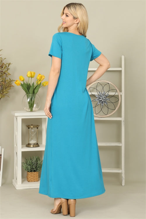 Teal Maxi Dress With Pockets