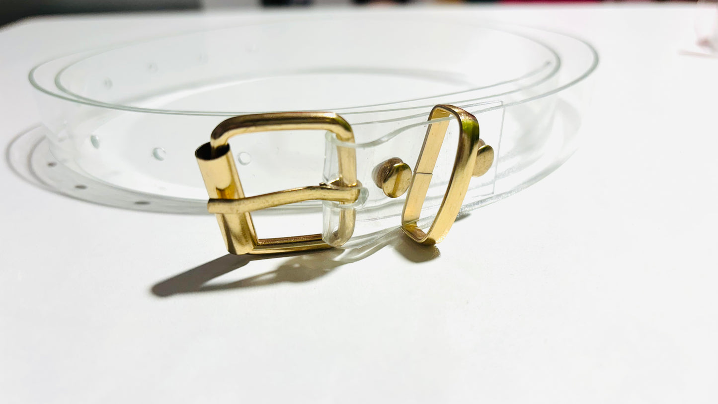 Gold Buckle Clear Belt