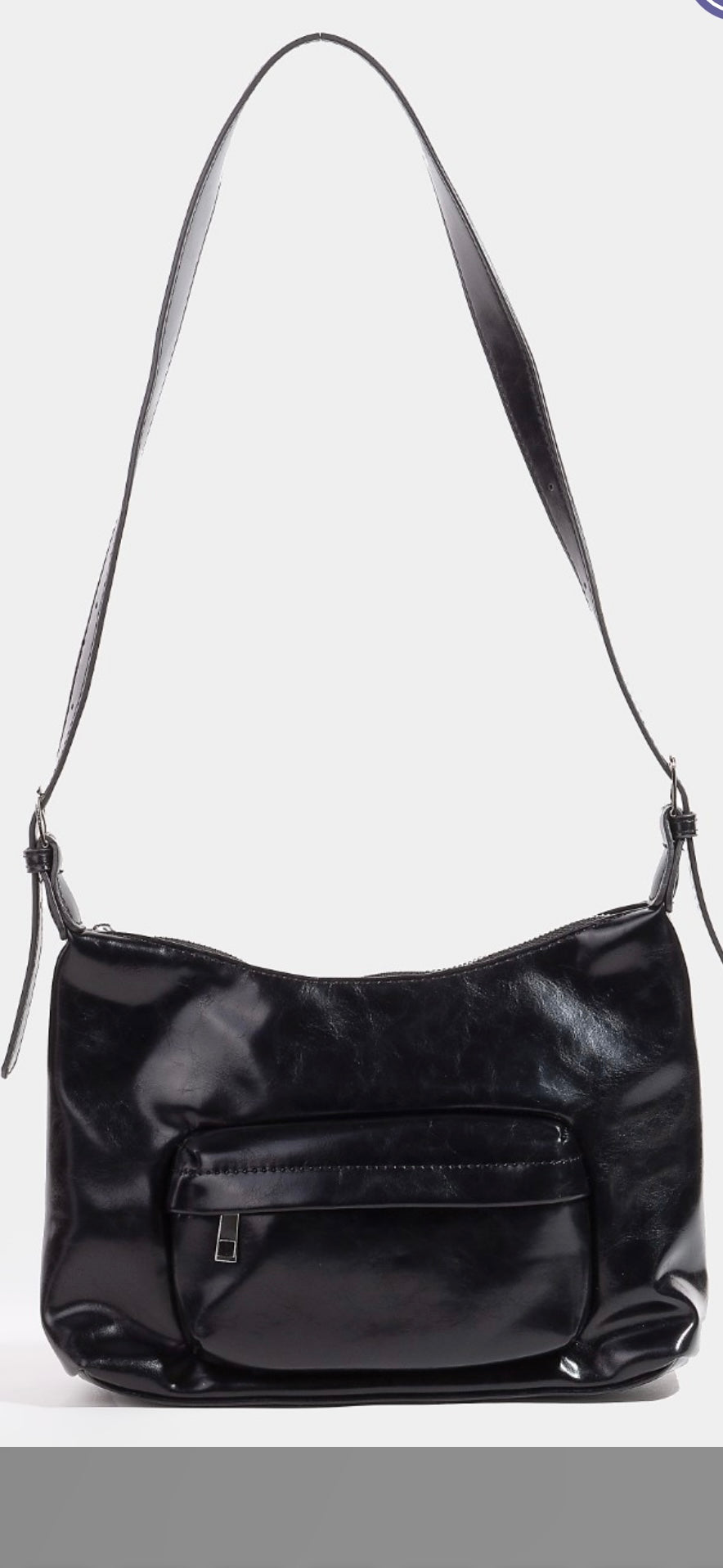 Glossy Leather Shoulder Bag