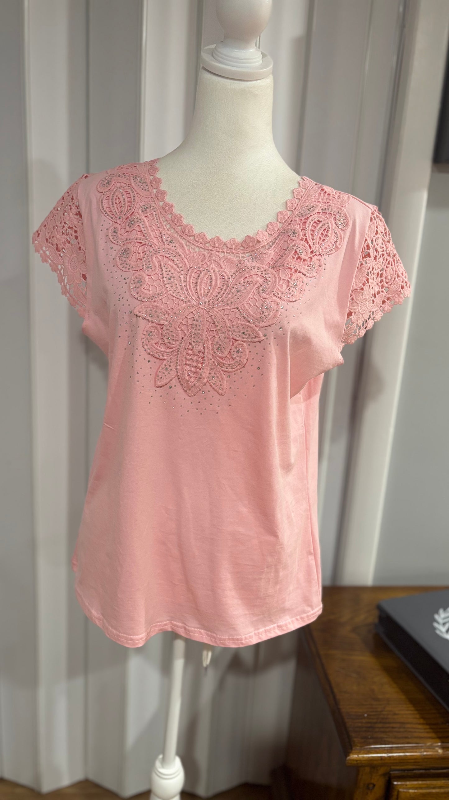 Rhinestone Embroidered Top