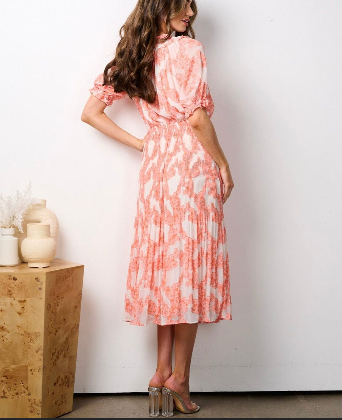 Printed Pleated Midi Dress