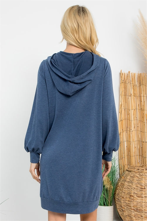 Hoodie Dress With Puff Sleeves