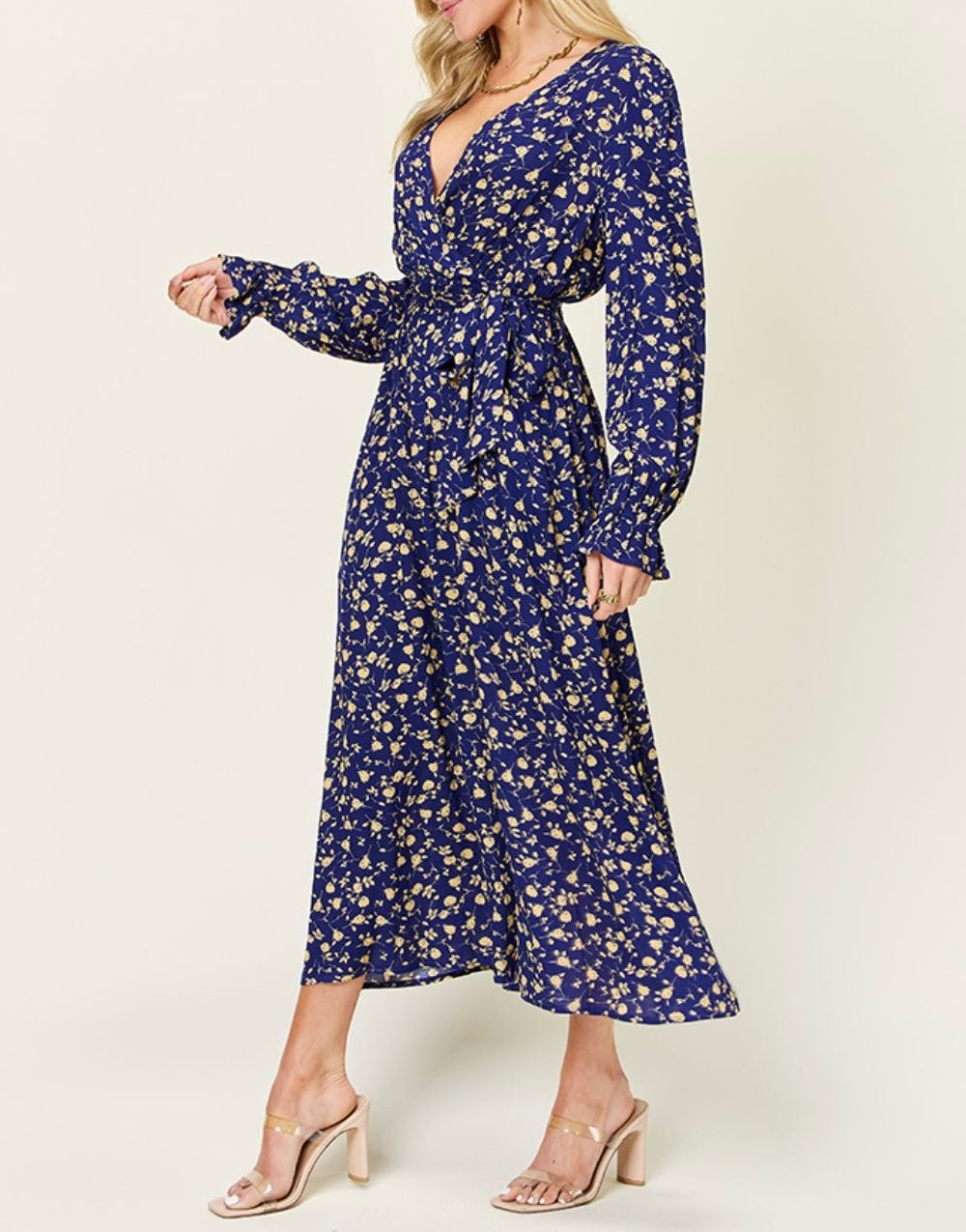 Pre-Order Printed Long Sleeve Midi Dress