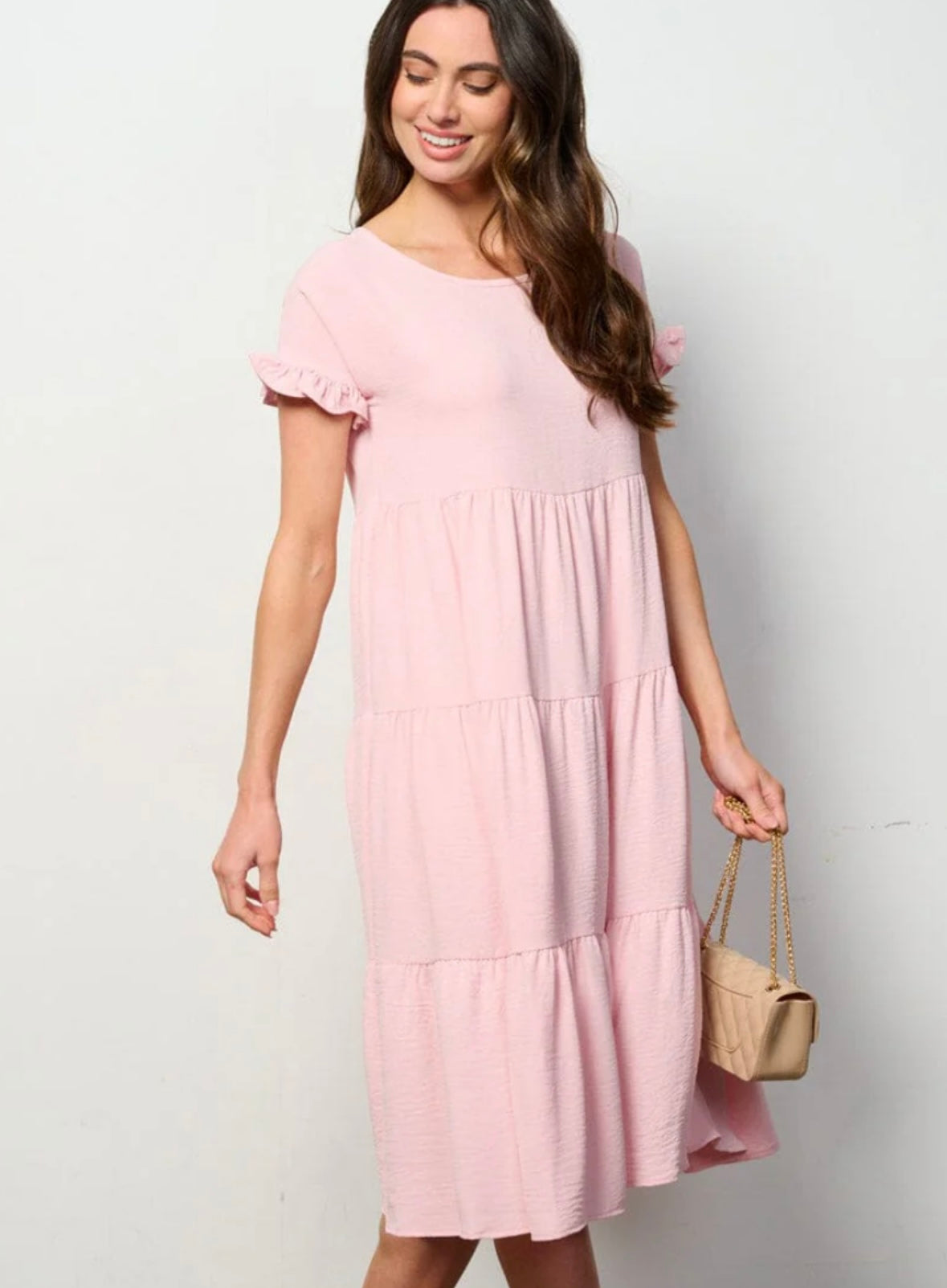 Tiered Ruffle Sleeve Midi Dress