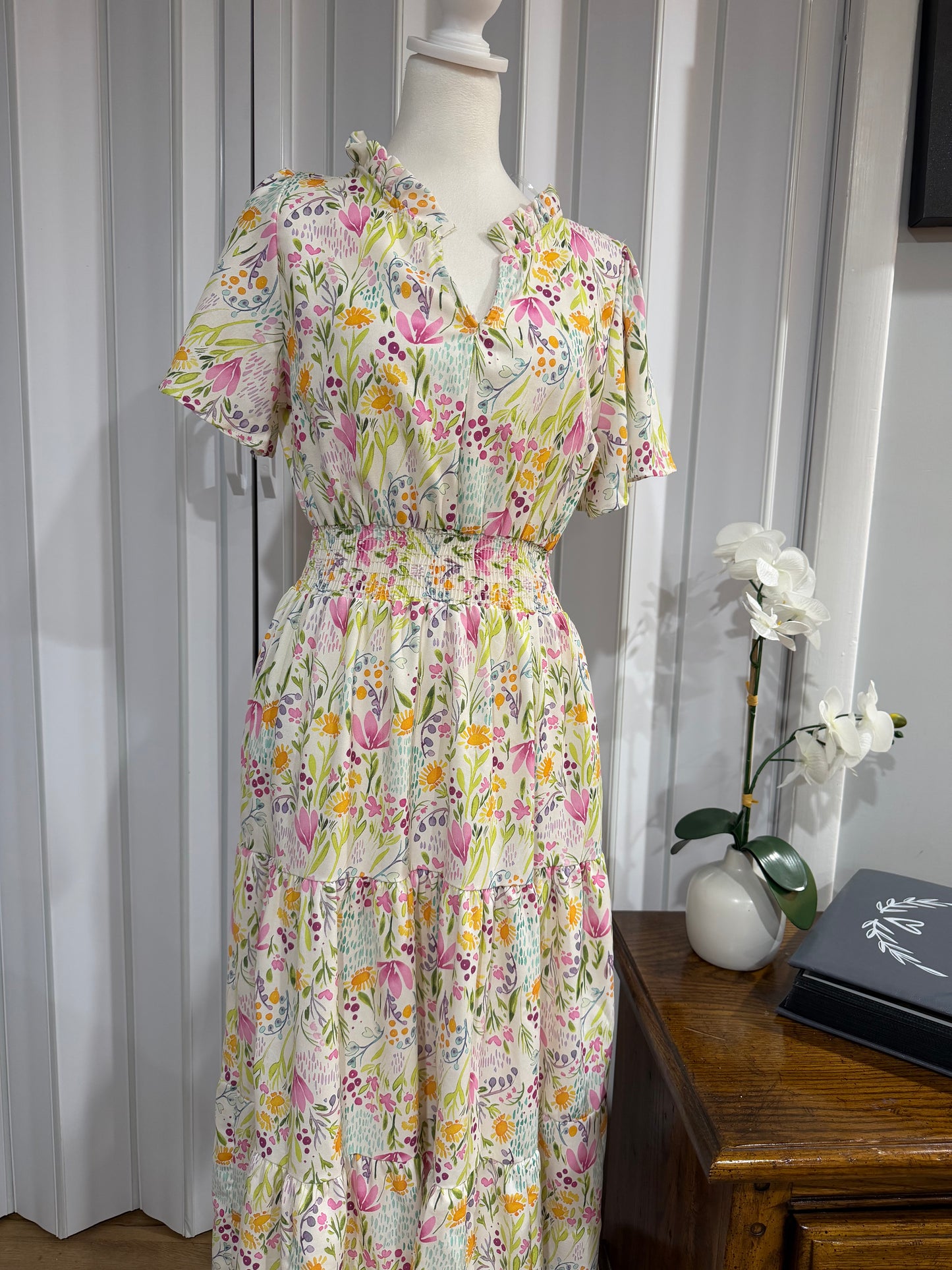 Floral tiered Midi Dress