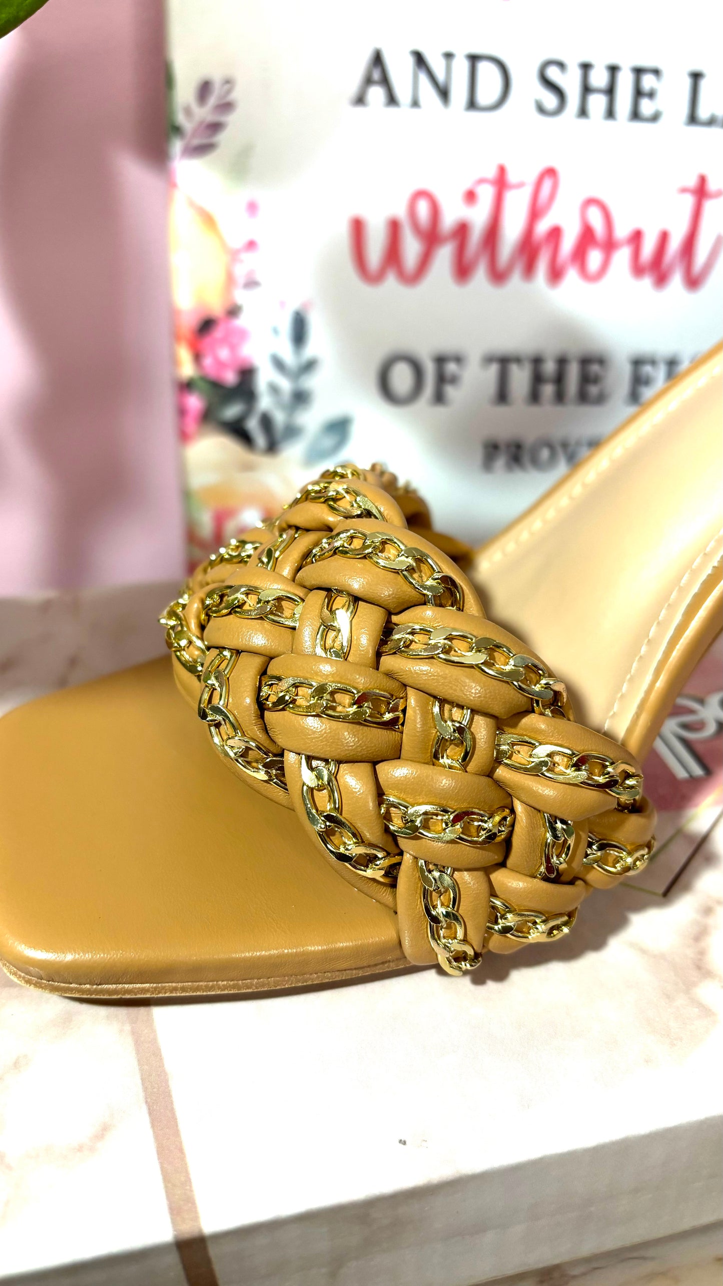 Braided Gold Chain Heels