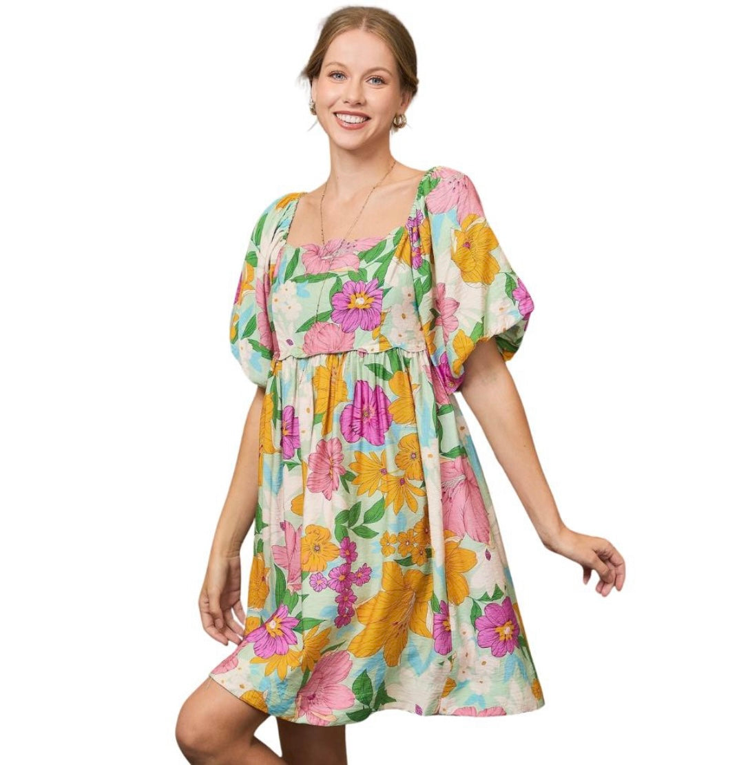 Umgee Puff Sleeve Dress