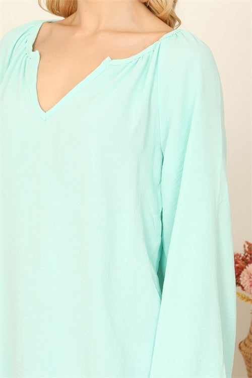 Puff Sleeve Mint Top