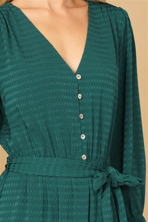 Gilli Long Sleeve Hunter Green Midi Dress