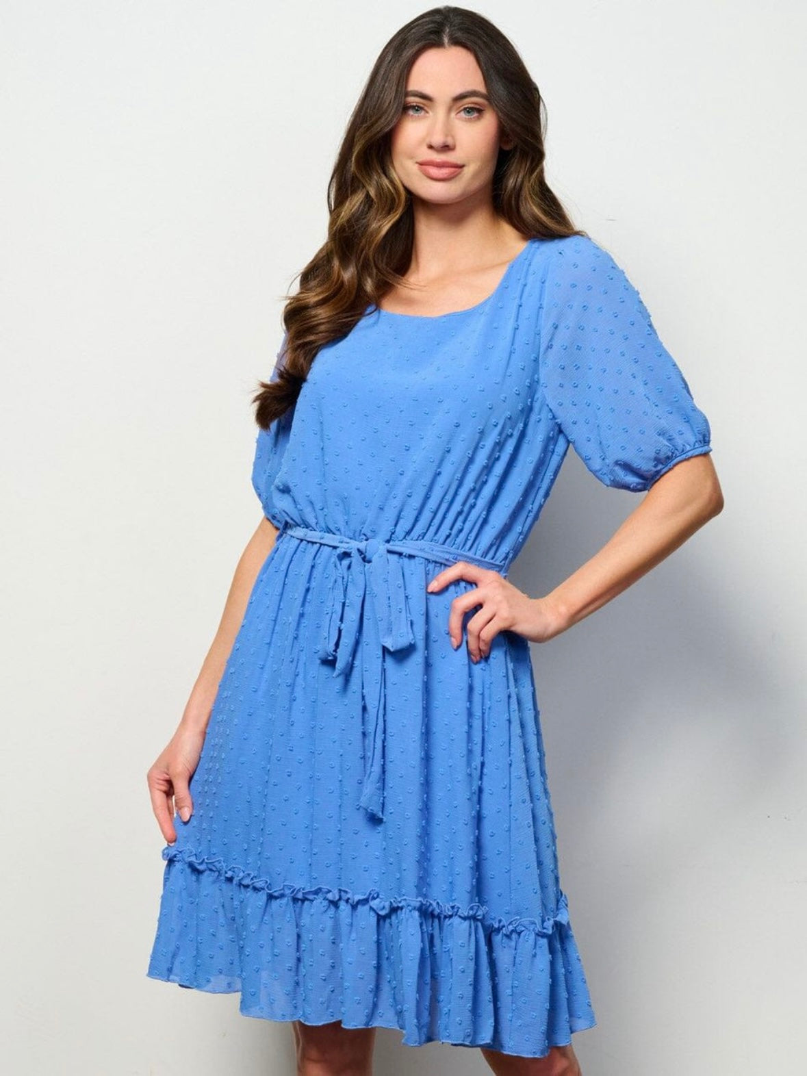 Short Sleeve Self Tie Dress