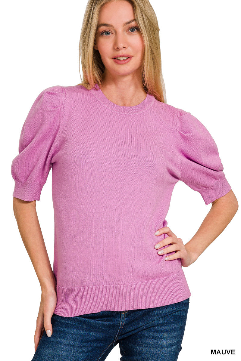 Mauve Princess Sleeve Knit Blouse