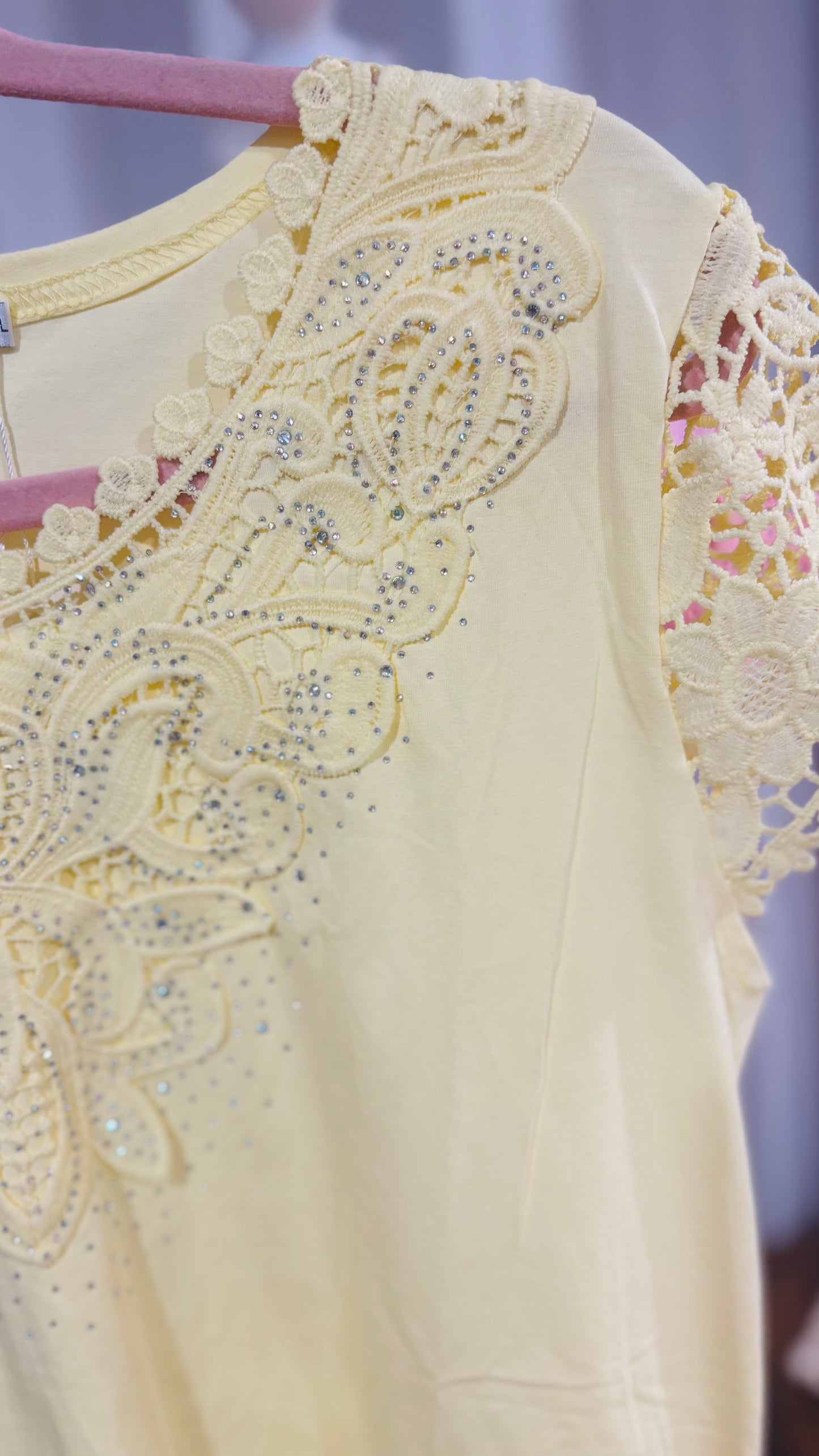 Rhinestone Embroidered Top