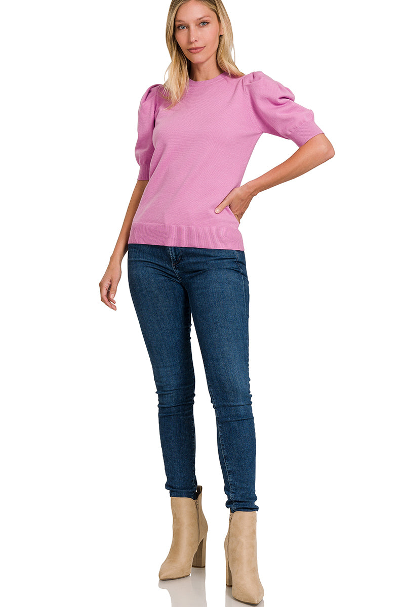 Mauve Princess Sleeve Knit Blouse