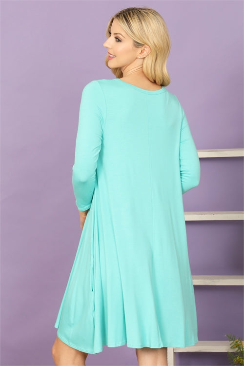 3/4 Sleeve Flowy in Mint