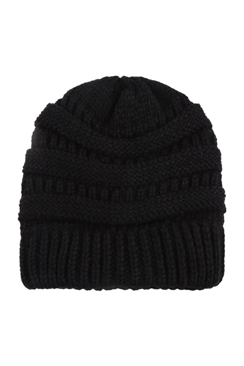 RIBBED KNIT PATTERN BEANIE