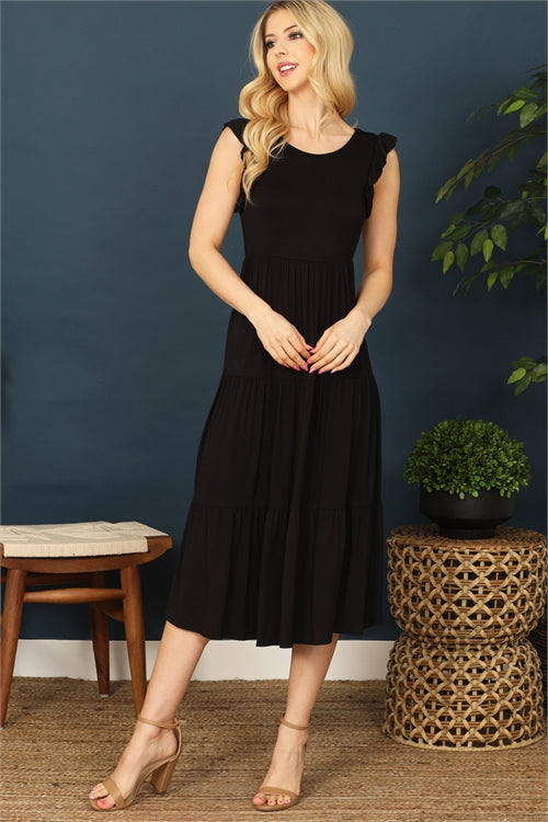 Ruffle Sleeve Tiered Midi Dress