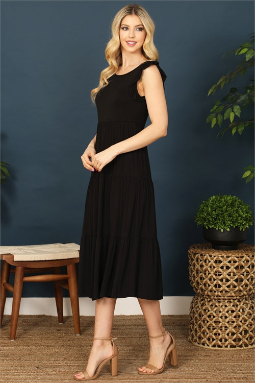 Ruffle Sleeve Tiered Midi Dress