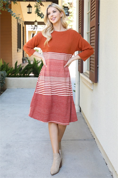 Knit Stripe Midi Dress